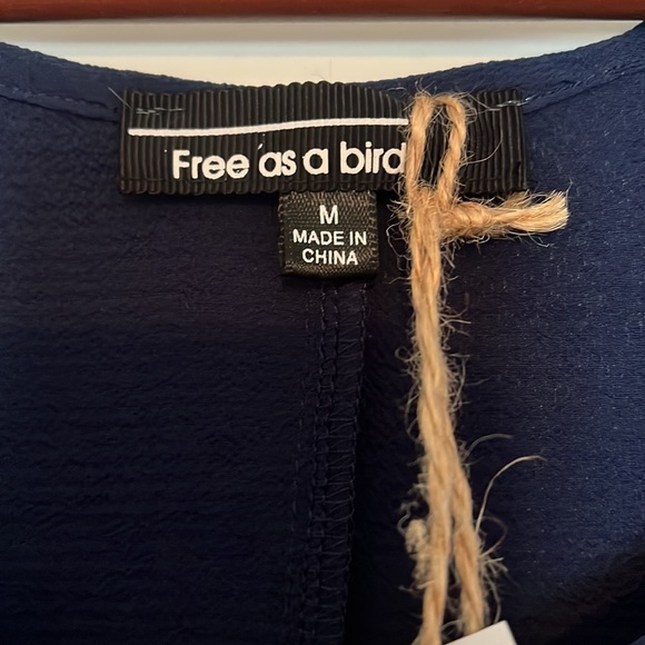 Free as a Bird | Navy ruffle flared sleeve top - Picture 2 of 4